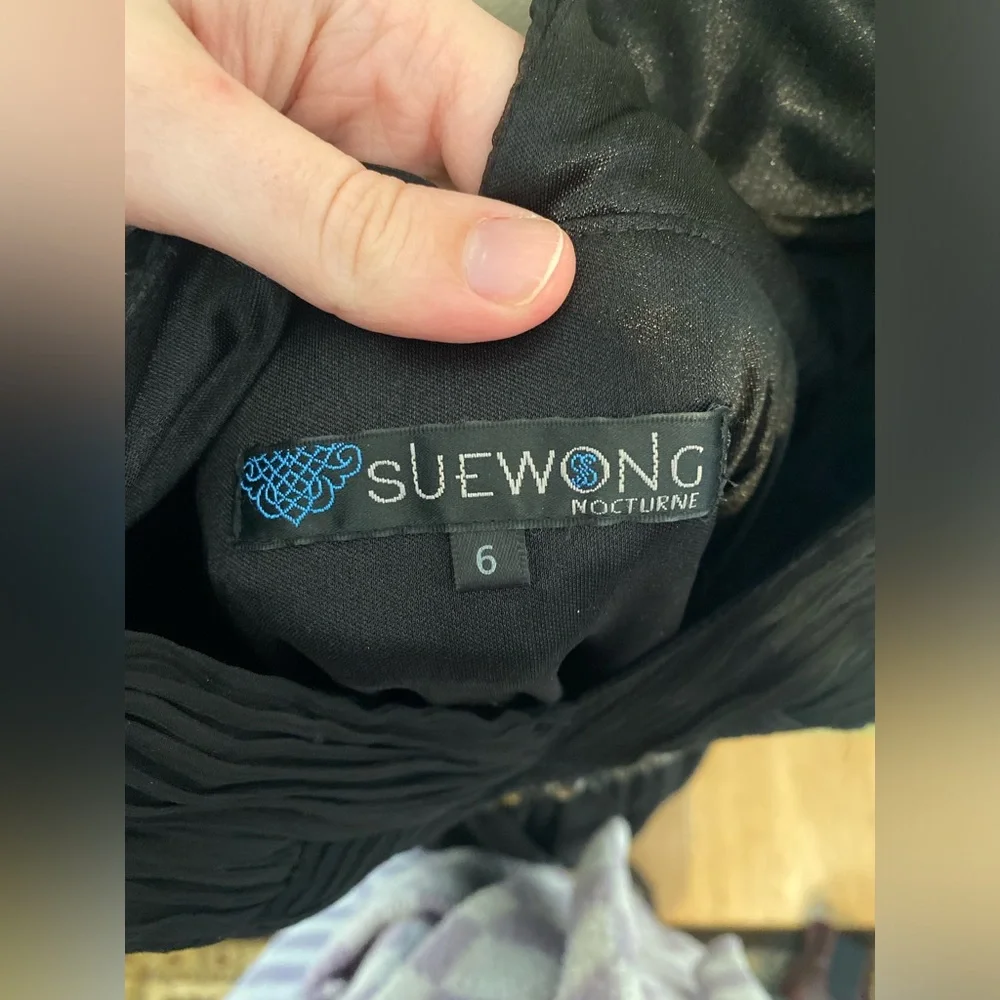 Sue Wong Black Silk Formal Dress - Picture 4 of 5